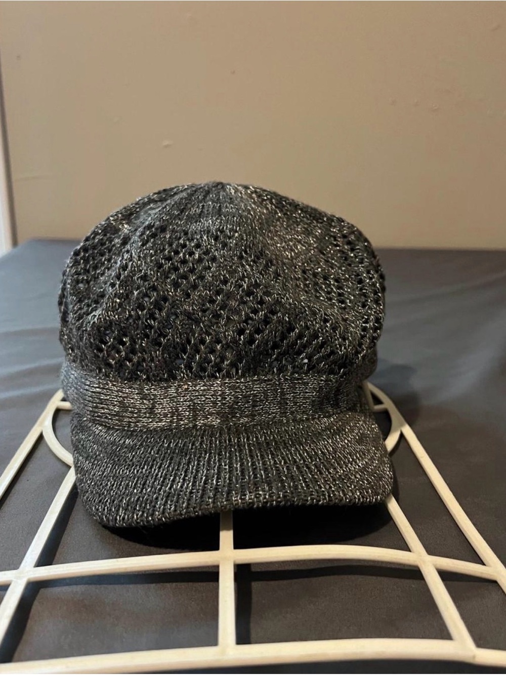 Men's Knit Cap with Visor - Charcoal Gray